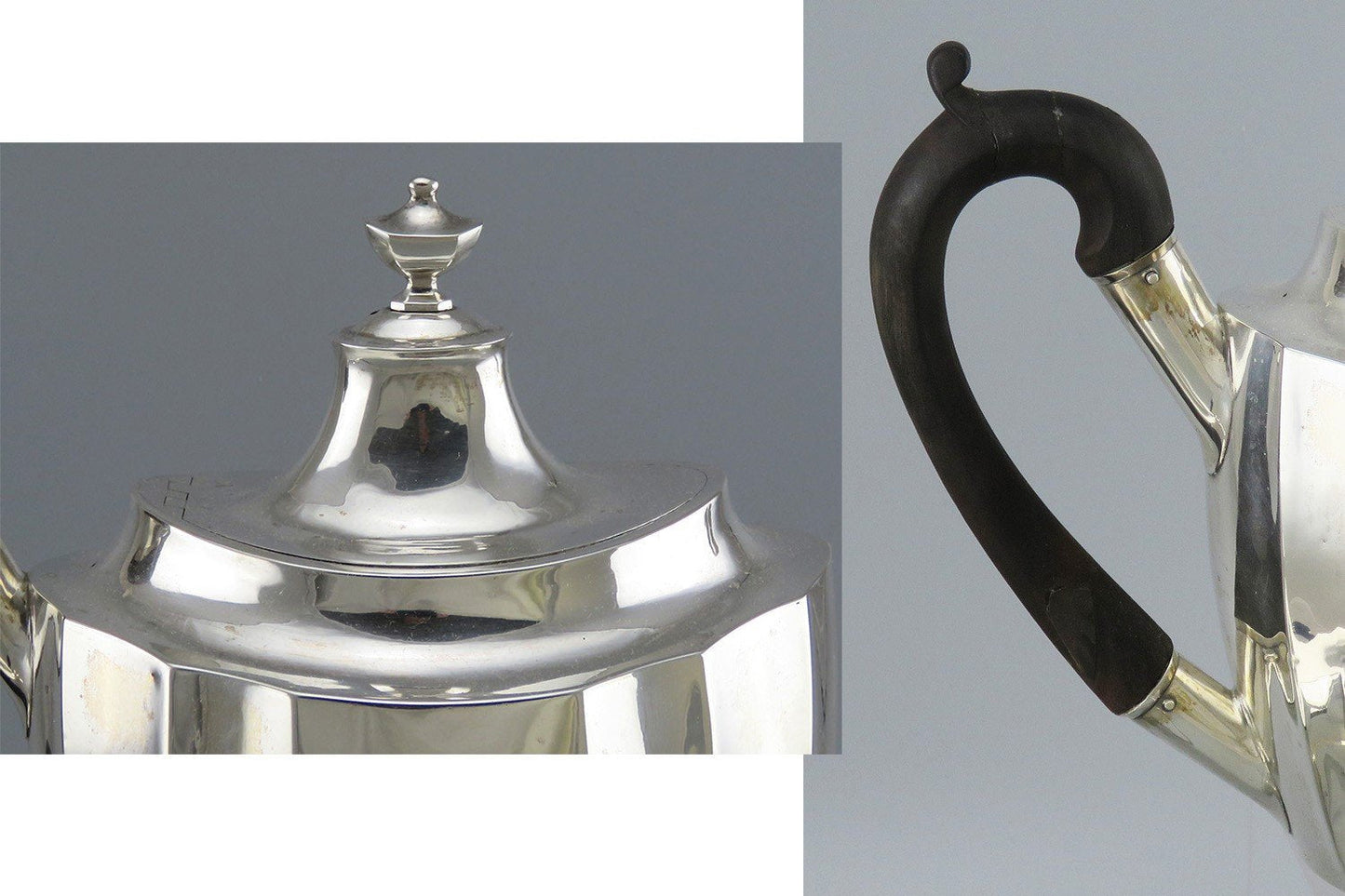 c1800 Early American Coin Silver 4pc Tea Set by John and Joel Sayre M Mono