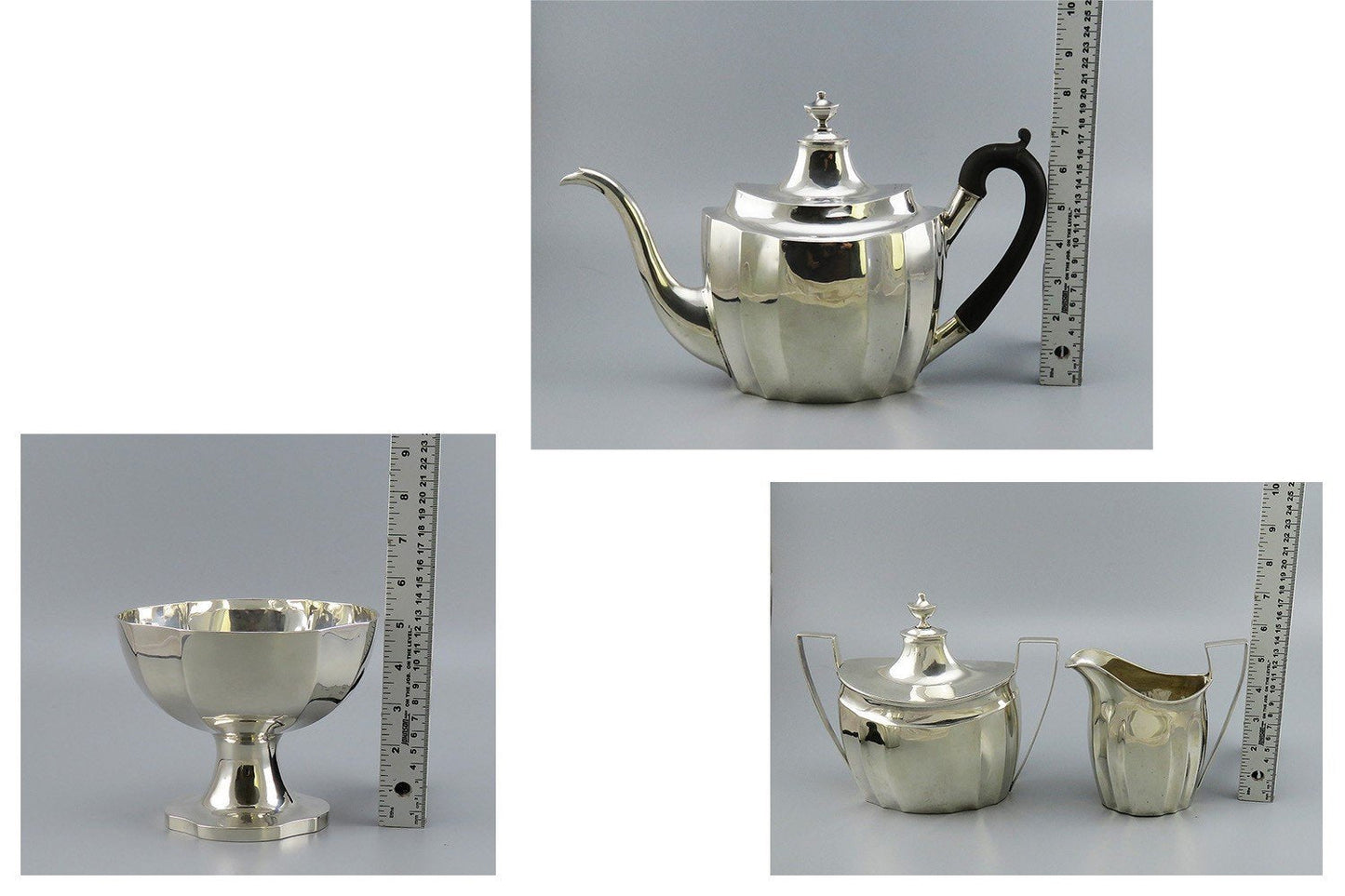 c1800 Early American Coin Silver 4pc Tea Set by John and Joel Sayre M Mono