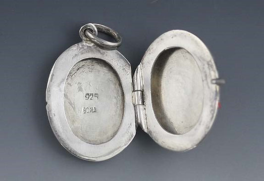 4 Sterling Silver Pendants Locket Malachite Pink MOP Stones