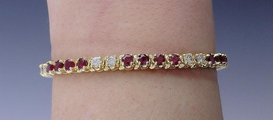 Exquisite Diamond & Ruby 14k Gold Tennis Bracelet 2.10-2.80ct tdw