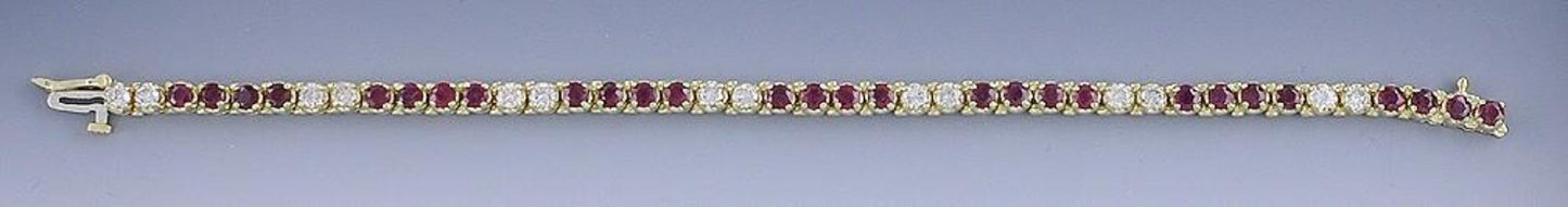 Exquisite Diamond & Ruby 14k Gold Tennis Bracelet 2.10-2.80ct tdw