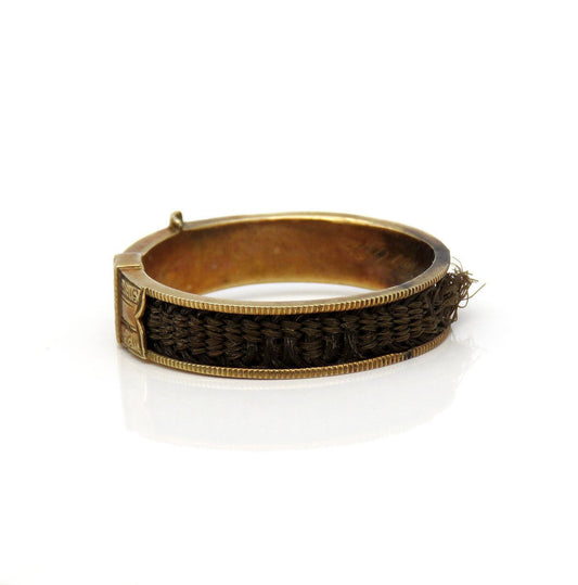 Rare c1830s Victorian 10k Gold Belt Buckle Form Hair Mourning Memorial Ring