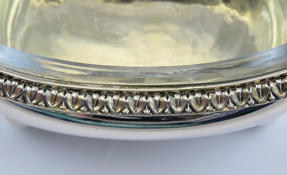 Set 4 Antique 1810 English Georgian Sterling Silver Salt Cellars w/ Glass Liners