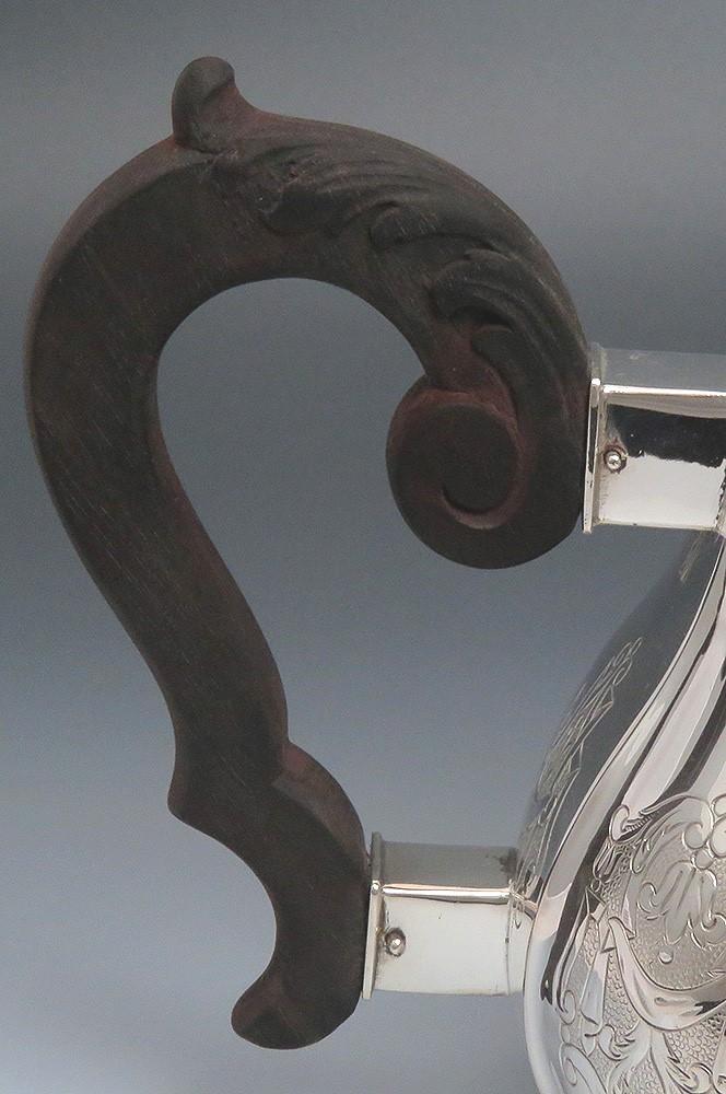 c1900 Antique European Sterling Silver Hand Engraved Teapot