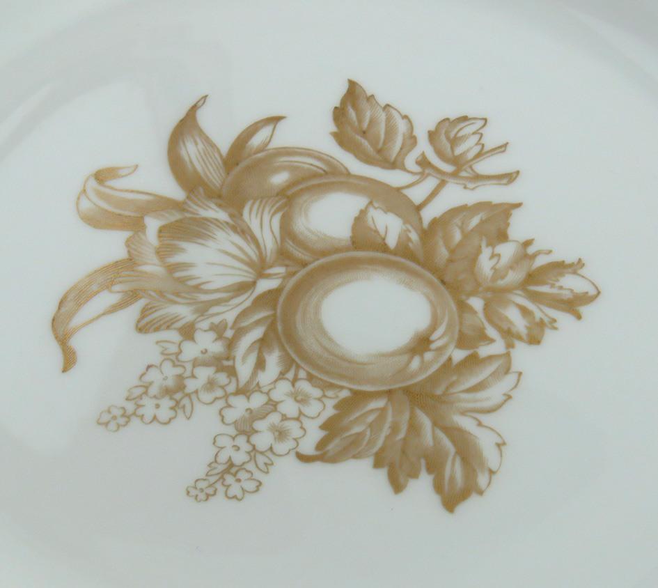 12 Antique c1930 English Porcelain Spode Copeland Golden Fruit Lunch Plates 9"
