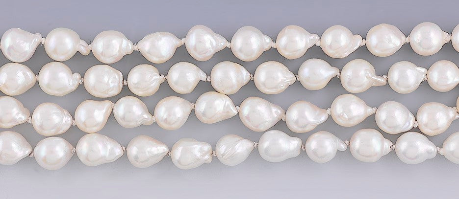 Beautiful Baroque Pearl 14K Gold & Lapis Lazuli 4 Strand Necklace