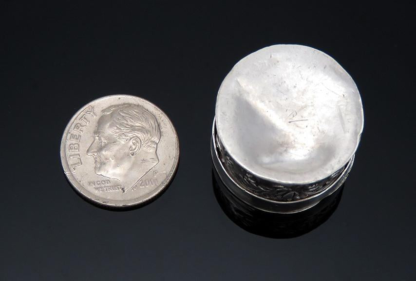 Antique Repousse and Hand Chased Silver Pill or Counter Box