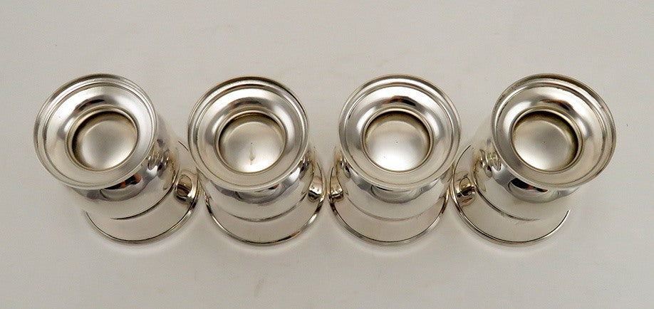 Antique 4 Coin Silver Footed Cups with Hand Engraved Wreath and Monogram-Wheeler