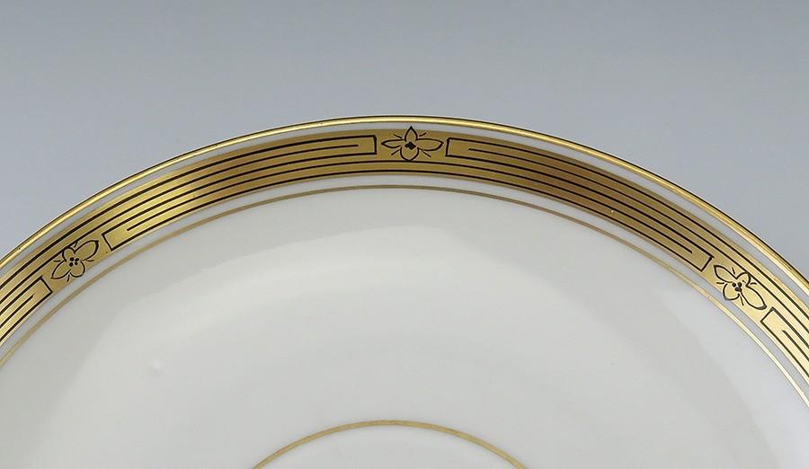 Limoges Porcelain/Fine China PIC46 Gold Rim Hand Painted Bouillon Bowls Saucers