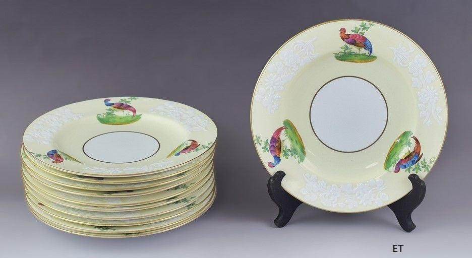 Fab set 11 Tiffany Co Spode Pheasant Salad Luncheon or Dessert Plates