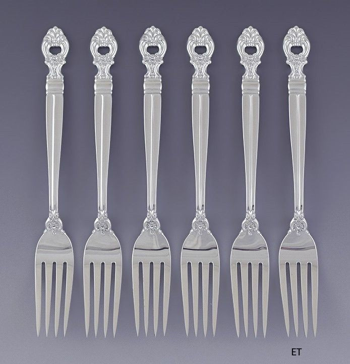 Great set 6 Towle Sterling Silver Monte Cristo Montecristo Dinner Forks 7 1/2"