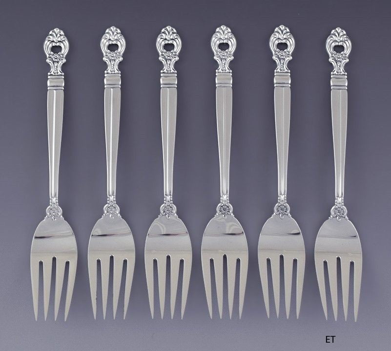 Great set 6 Towle Sterling Silver Monte Cristo Montecristo Salad / Fish Forks