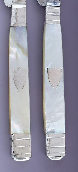 c1809-1819 Great set 9 French Mother-of-pearl & Silver Knives