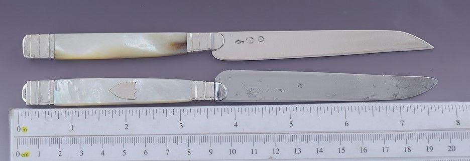 c1809-1819 Great set 9 French Mother-of-pearl & Silver Knives