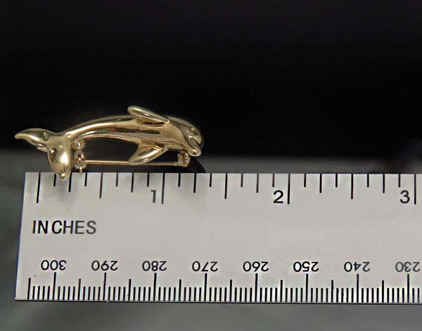 Realistic 14k Yellow Gold Dolphin Fish Porpoise Pin