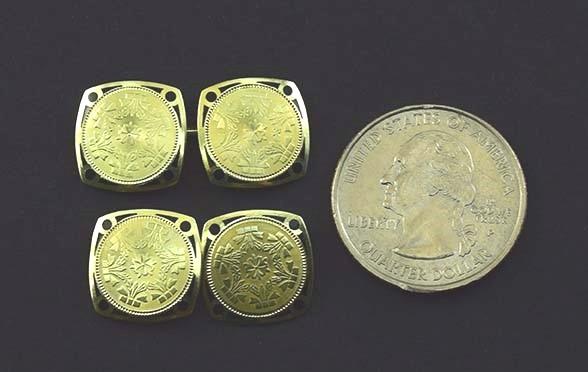 Handsome Antique American 14k Gold & Black Enamel Double Cufflinks
