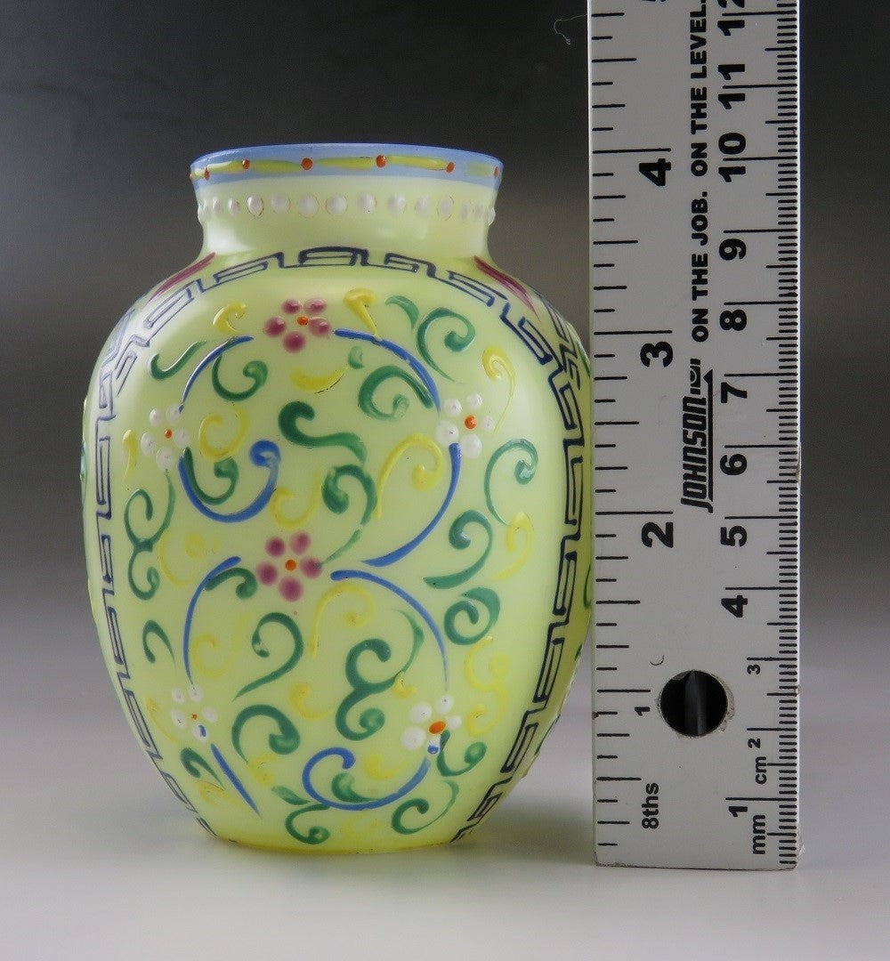 Antique English Victorian Thomas Webb Moroccan Tapestry Pat. Hand Painted Vase