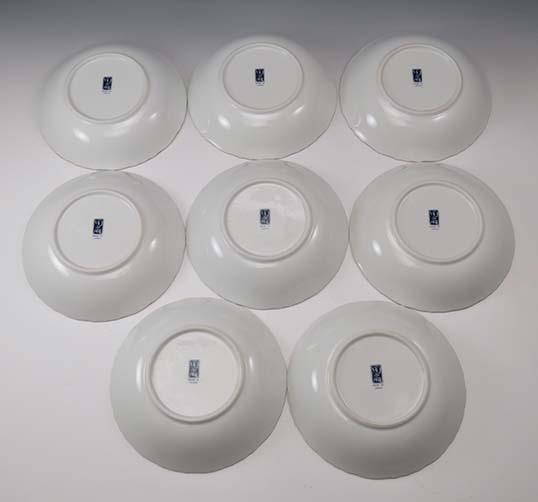 8 Japanese Arita Imari Peacock Porcelain Coupe Soup Bowls