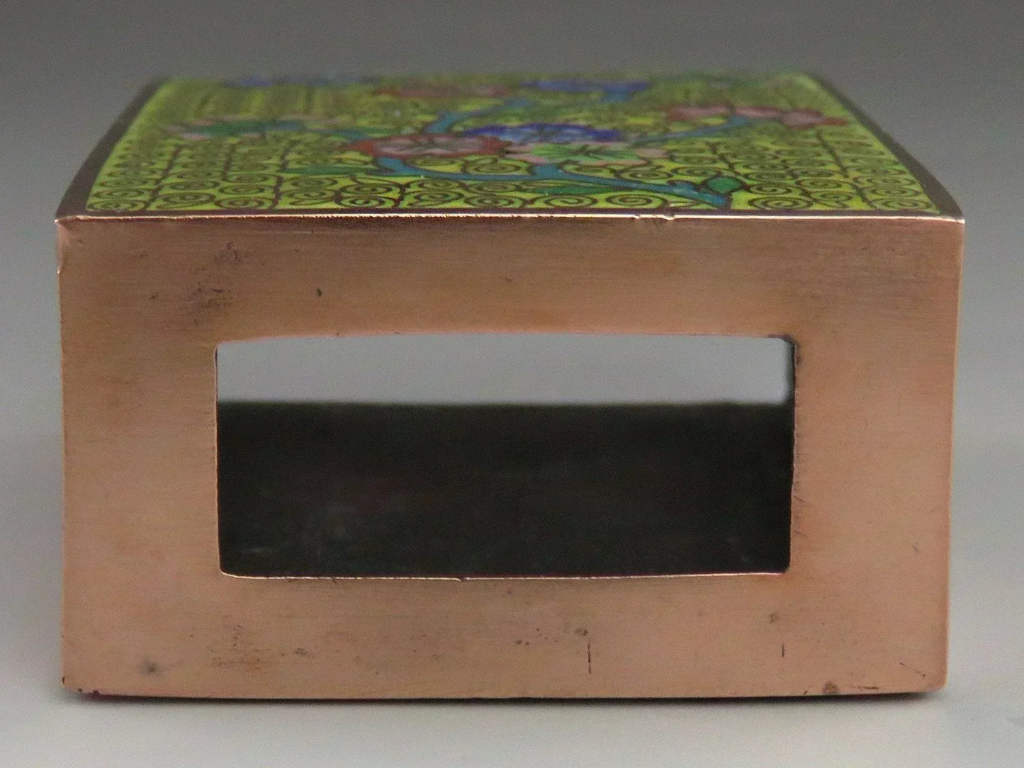 Early 1900's Chinese Cloisonné Enamel Brass Matchstick Ashtray Smoking Set