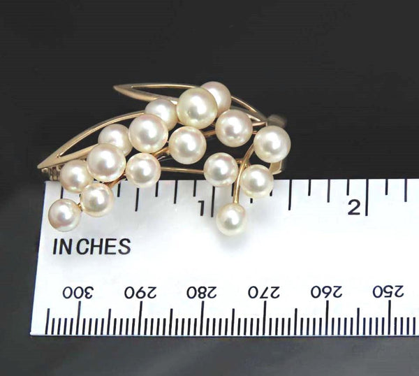1940's-1960's Japanese 14k Yellow Gold Flower/Leaf Pearl Pin