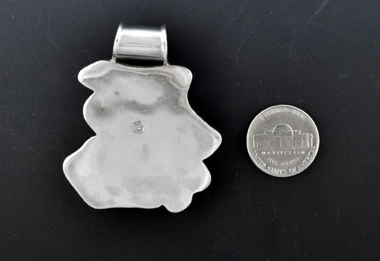 Sterling Silver Genuine Jade and Garnet Pendant/Slide