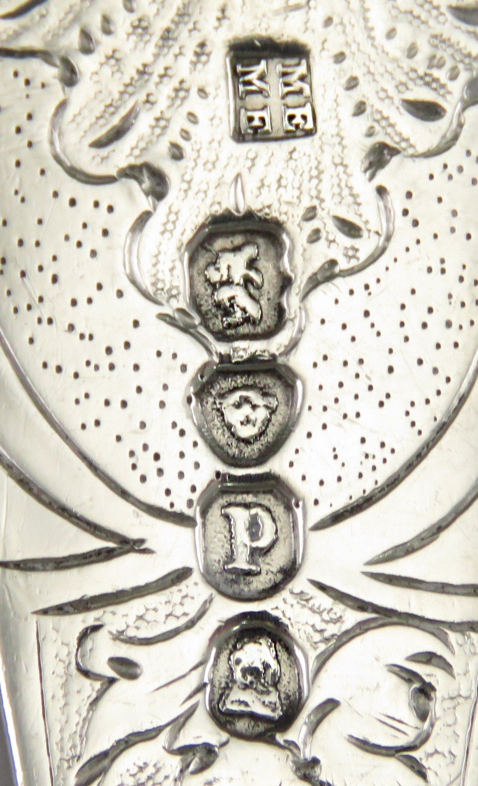 Antique 1830 English Sterling Silver Classical Fruit Serving Spoon
