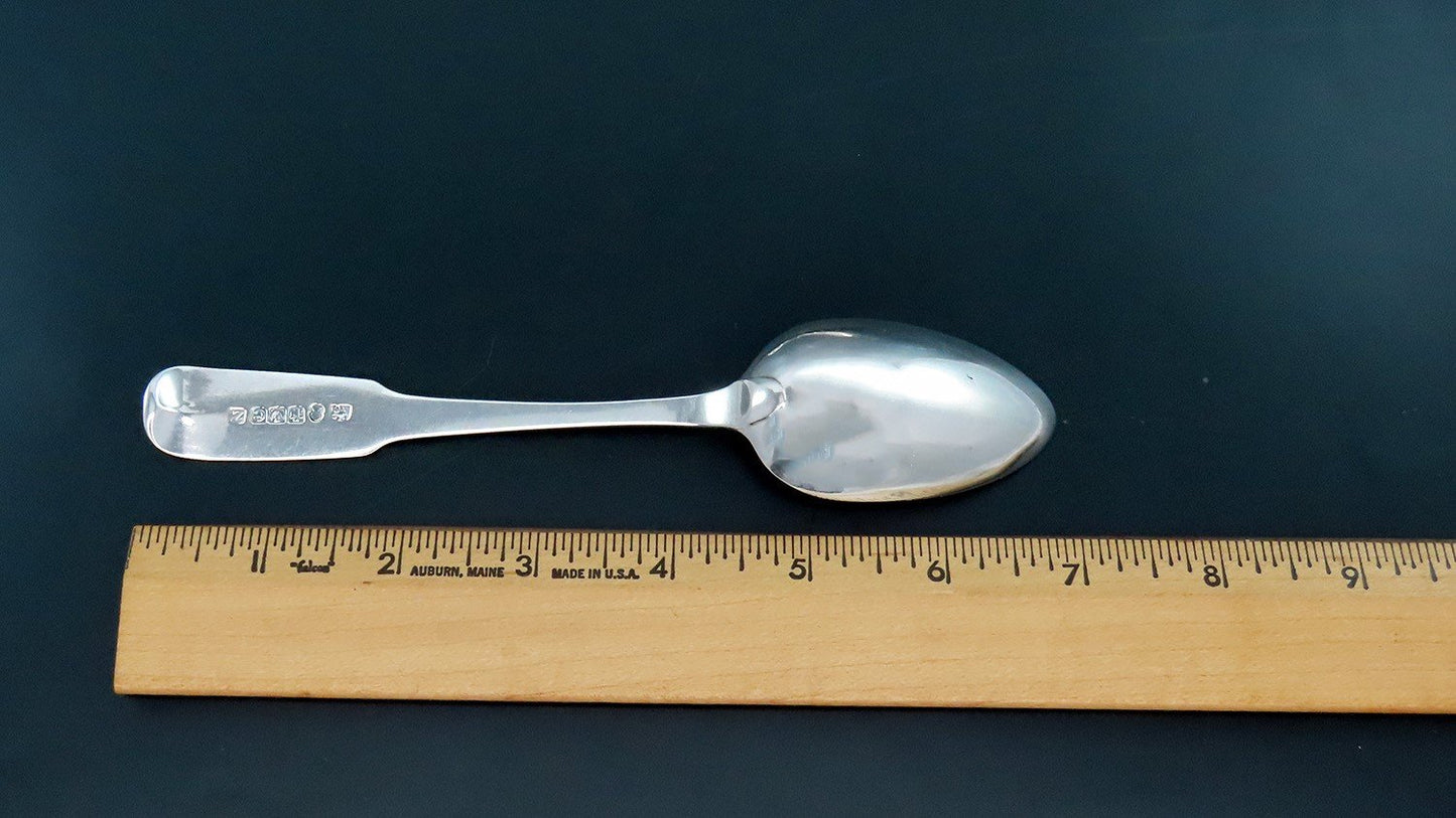 5 Scottish Sterling Silver Spoons Wood Family Crest DEFEND 7 inches