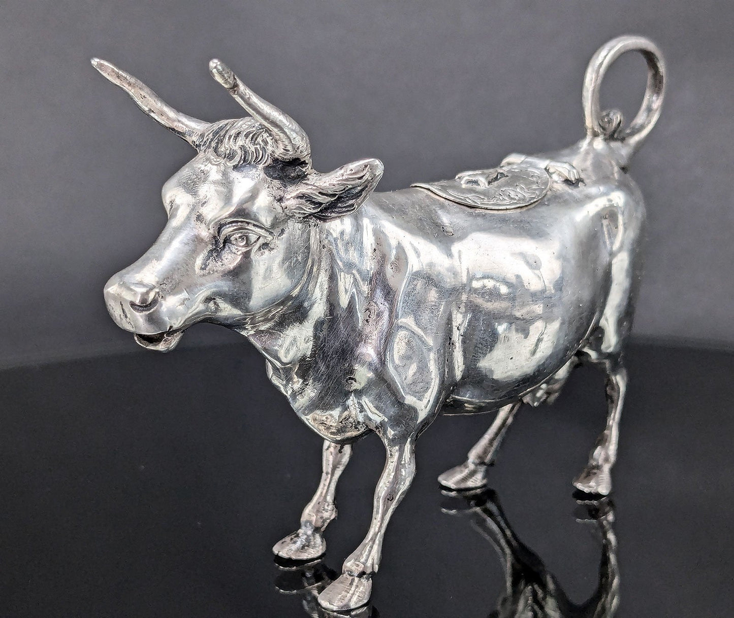 Charming Antique c1890s European Silver Hanau German? Cow Creamer