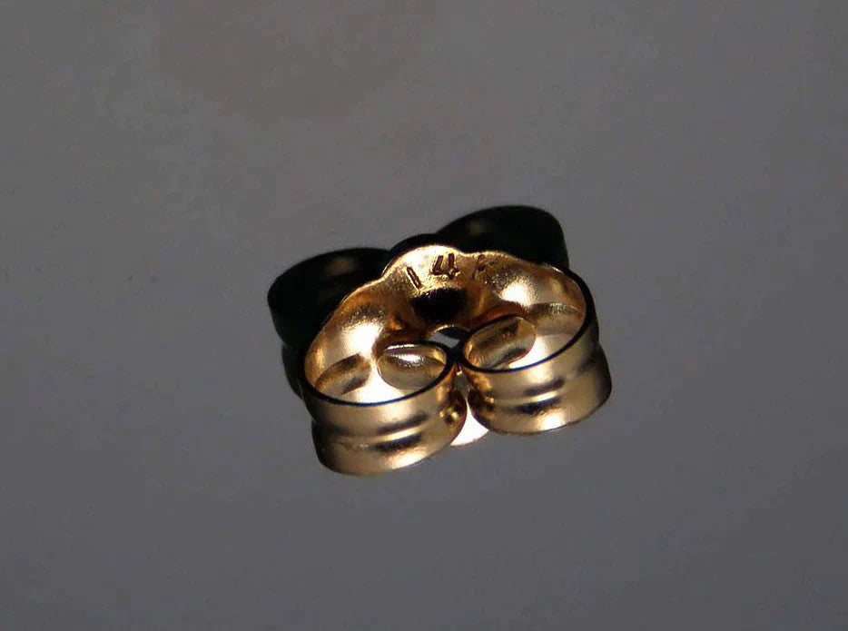 Gorgeous Pair 10k Yellow Gold Blue Topaz & Diamond Stud Earrings