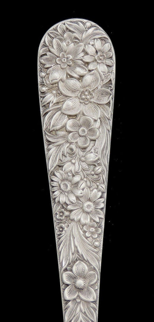 Gorgeous S. Kirk Son Repousse Sterling Silver Serving Fork No Mono 8 1/2"