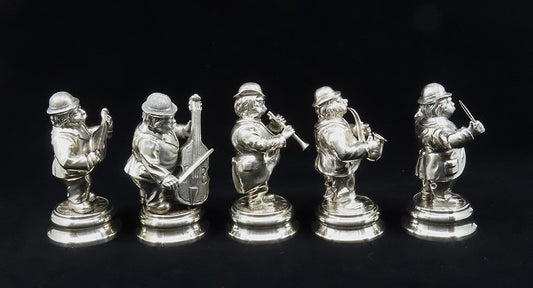 Charming VTG Spanish Silver 5pc Band Musician Figurines