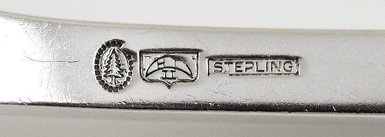 5 Tuttle Onslow Pattern Sterling Silver Forks - 7 3/8 inch, marked HT 1949-1953