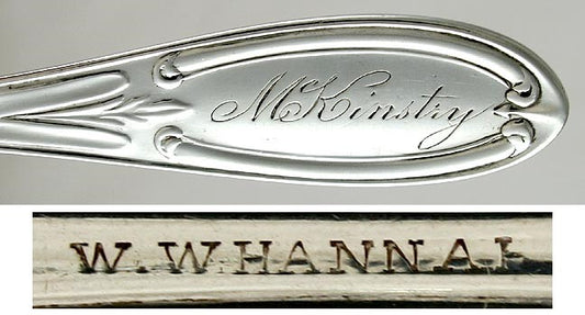 5 Antique American Coin Silver WW Hannah Teaspoons