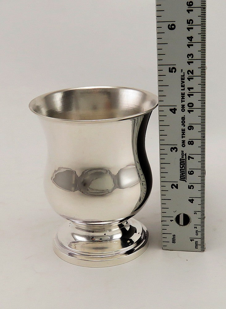 Antique 4 Coin Silver Footed Cups with Hand Engraved Wreath and Monogram-Wheeler