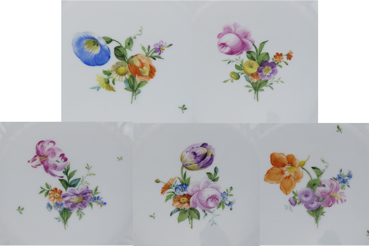 5 Lovely Royal Copenhagen Saxon Flower Porcelain China Dinner Plates 10"