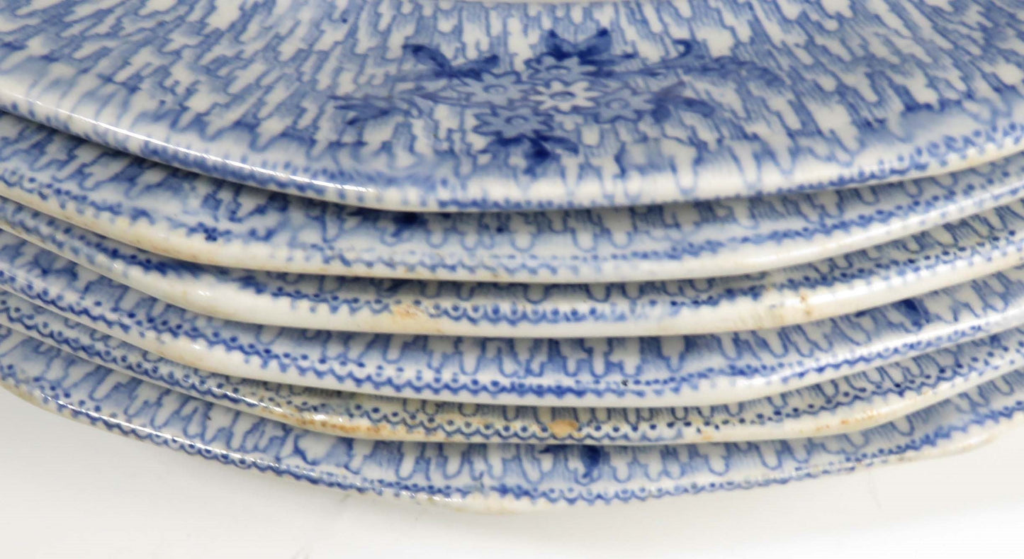 6 c1850 English James Edwards Ironstone Transferware Corinth Dinner Plates