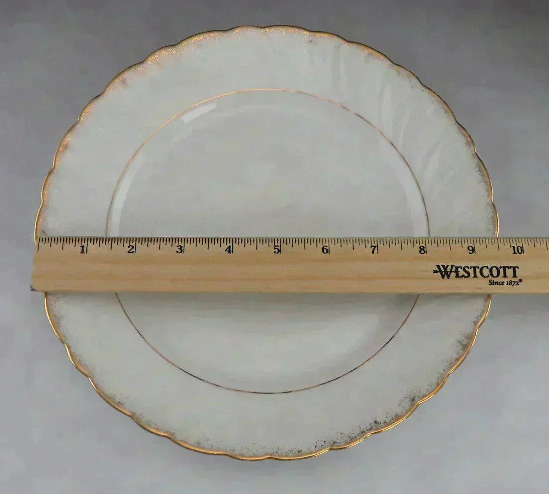 Superb set 5 Antique European White Gold Gilt Porcelain 9 1/2” Plates