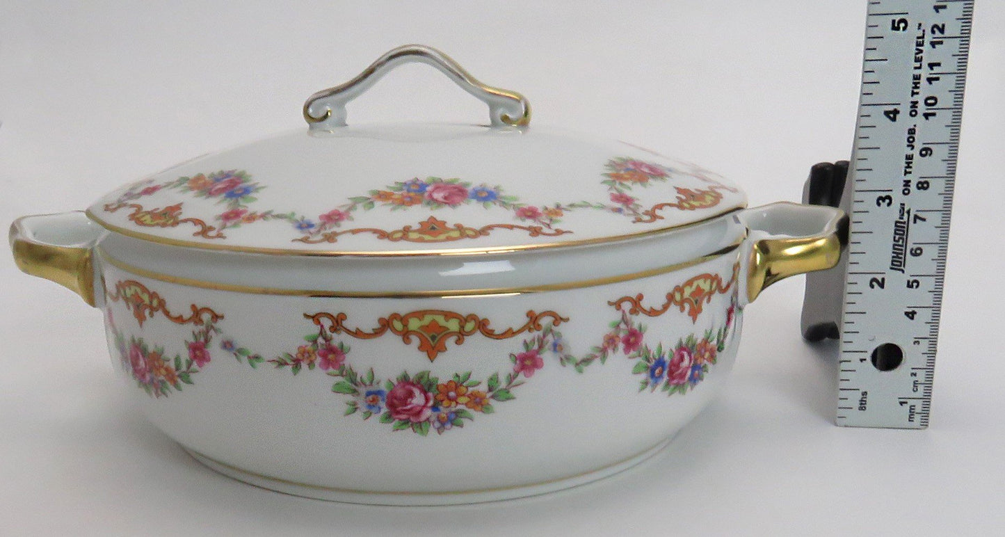 Large Czech Epiag 9561 Floral Covered Entree Serving Dish