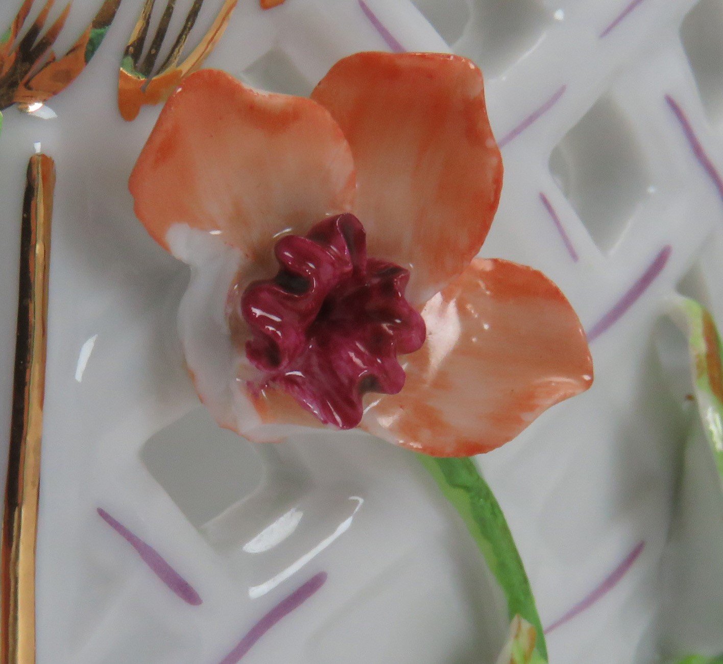 Vintage 1920's-1930's German Pierced Porcelain Flower & Fruit Vases (2)