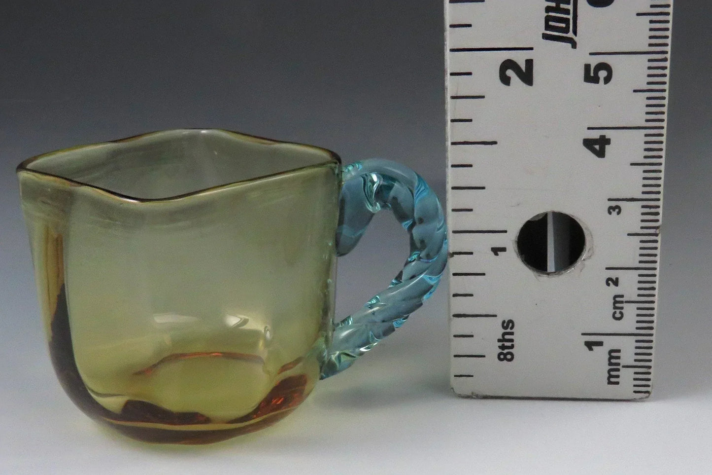 4 Unique Victorian European Cube/Box Form Cordial or Shot Glasses w/ Rope Handle