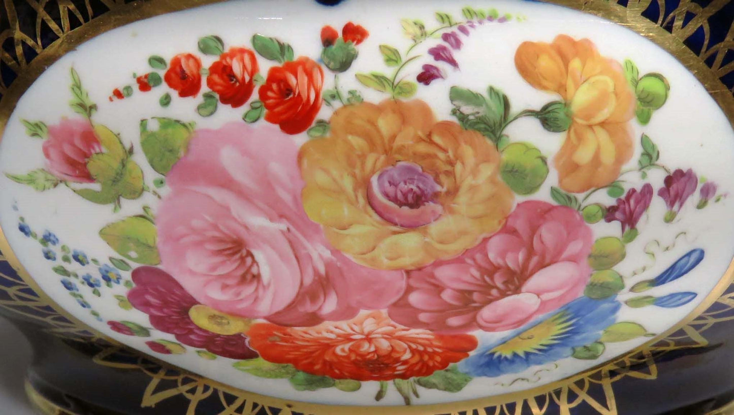 Beautiful 1750's-1770's Antique French/English Porcelain Blue Flower Bowl