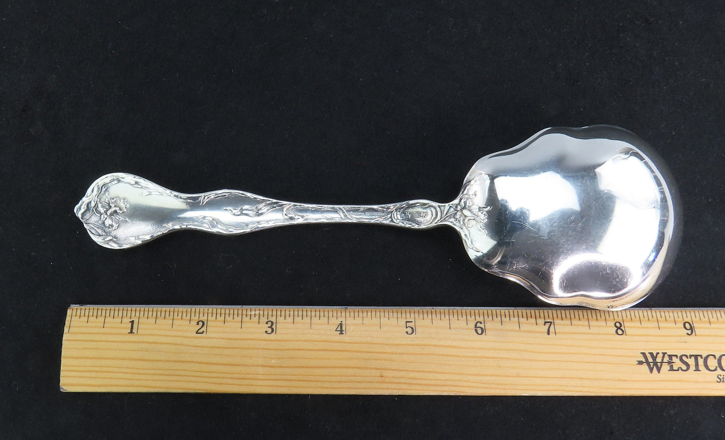 Reed Barton Les Cinq Fleurs Sterling Silver Salad Serving Spoon Art Nouveau 9"