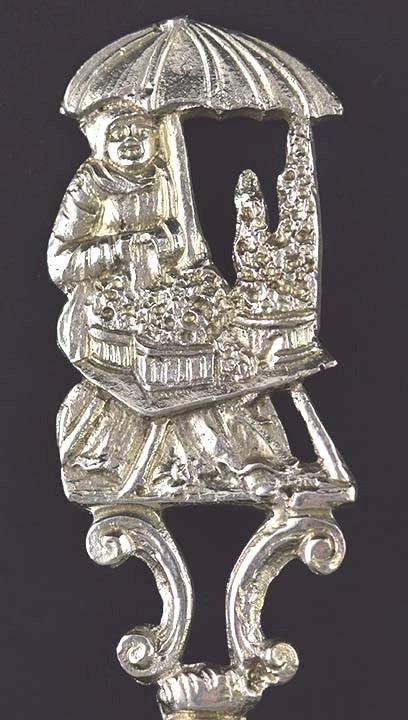 Antique 800 Silver German Spoon w/ Dutch Scene