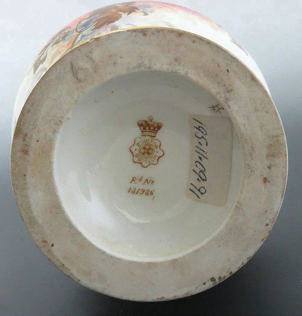 Antique c1890 Victorian Royal Doulton Burslem Tall Porcelain Flower Vase or Urn