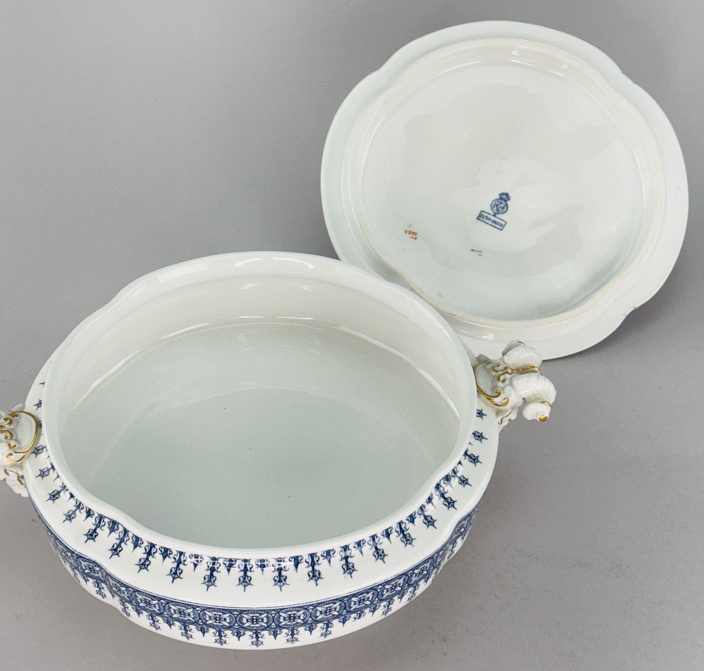 Fancy Royal Worcester Covered Serving Bowl With Ram's Heads 1890