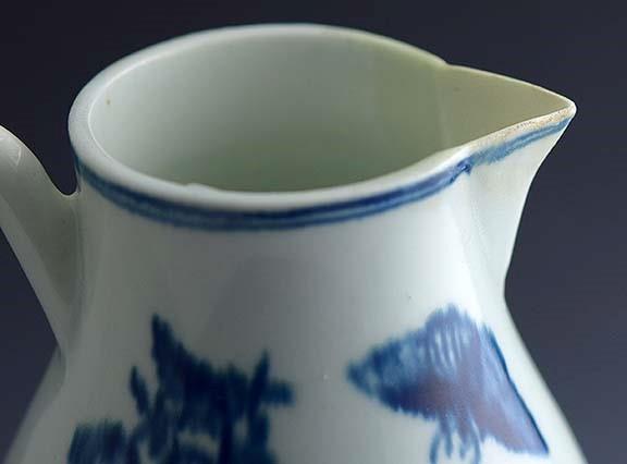 Antique 18th C. Porcelain Worcester English Blue and White Creamer Pitcher