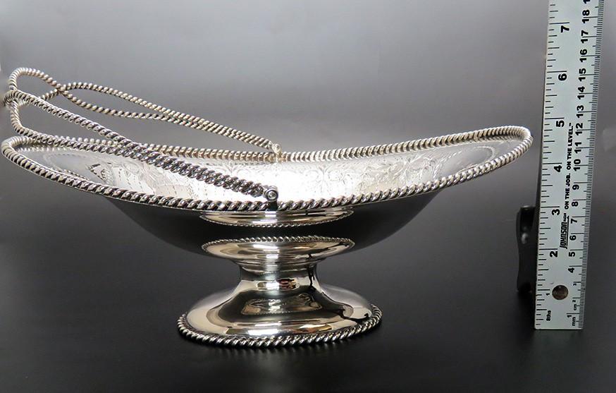 c1850s Superb American 950 Silver Ropetwist Swing Handle Basket Eoff & Shepard
