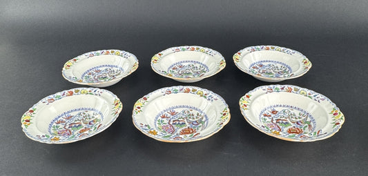 Fine Set 6 c1920s Mason's Ironstone China Flying Bird 6.5" Fruit Dessert Bowls