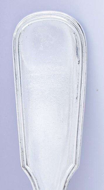 Pair 1873 Dutch Table Serving Oval Soup Spoons 934 Silver w Neat Crest 8.25"