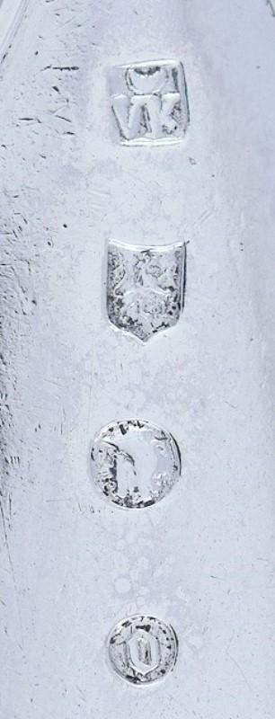 Pair 1873 Dutch Table Serving Oval Soup Spoons 934 Silver w Neat Crest 8.25"